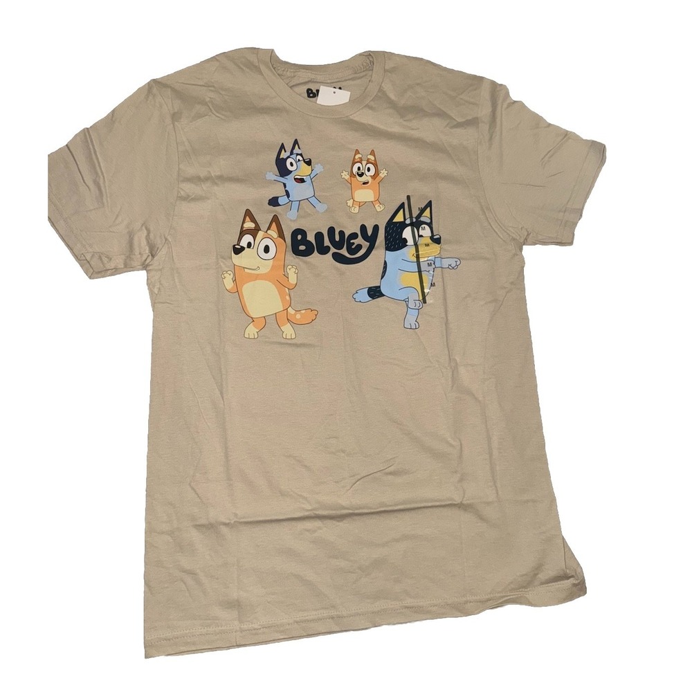Bluey Bingo Family Tan Unisex T Shirt Tan NWT Medium